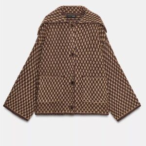 Zara Brown and Tan Knit Cardigan